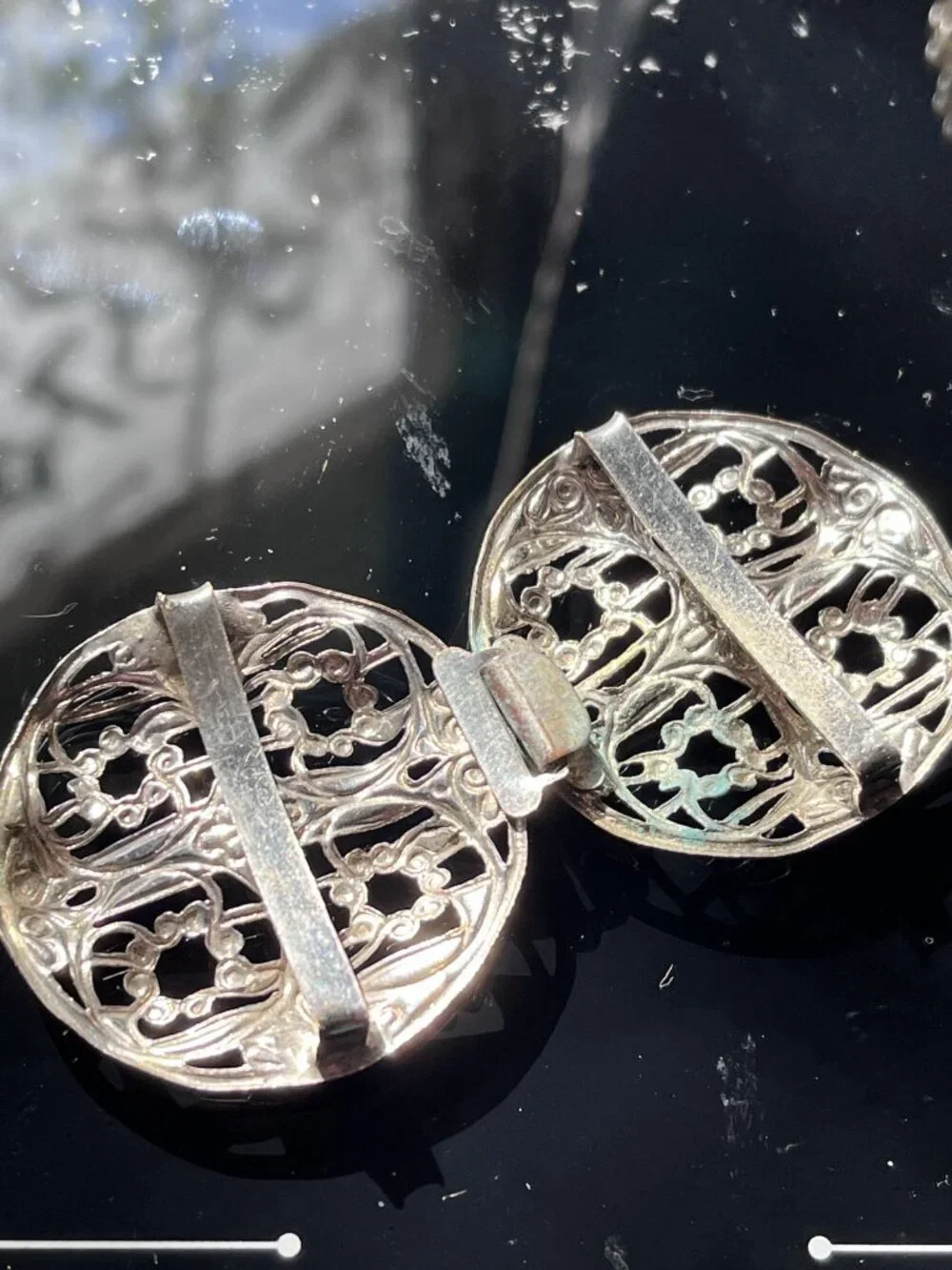 Vintage 1970s Filigree Belt Buckle Silver Tone 2-Piece Boho